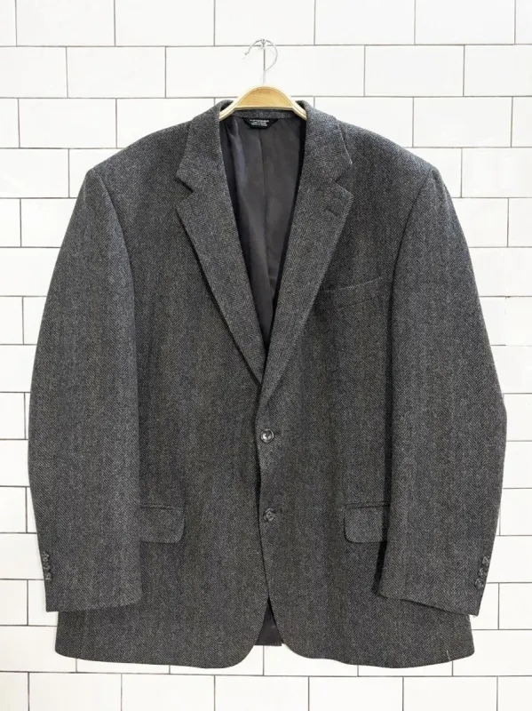 vintage 90s moores lineage 100% wool herringbone blazer sold by Good Market Thrift Store