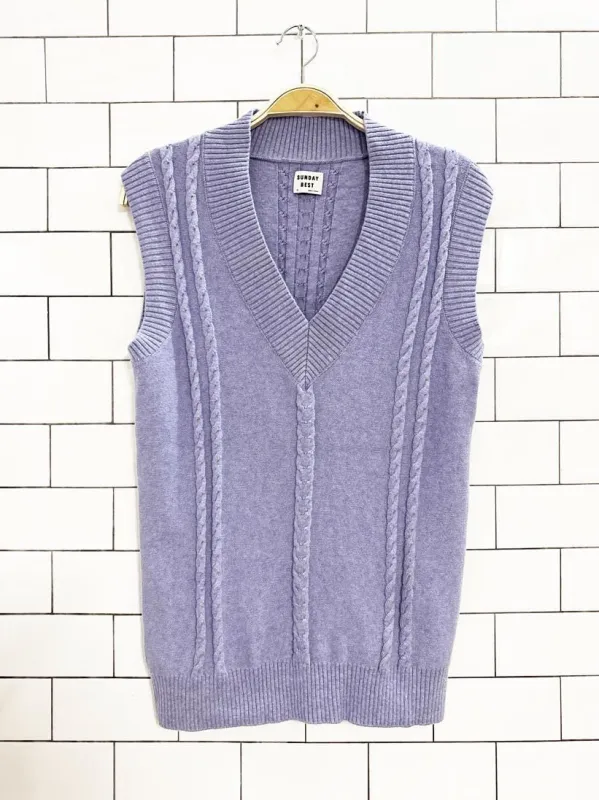 sunday best wool-blend cable knit sweater vest | aritzia sold by Good Market Thrift Store