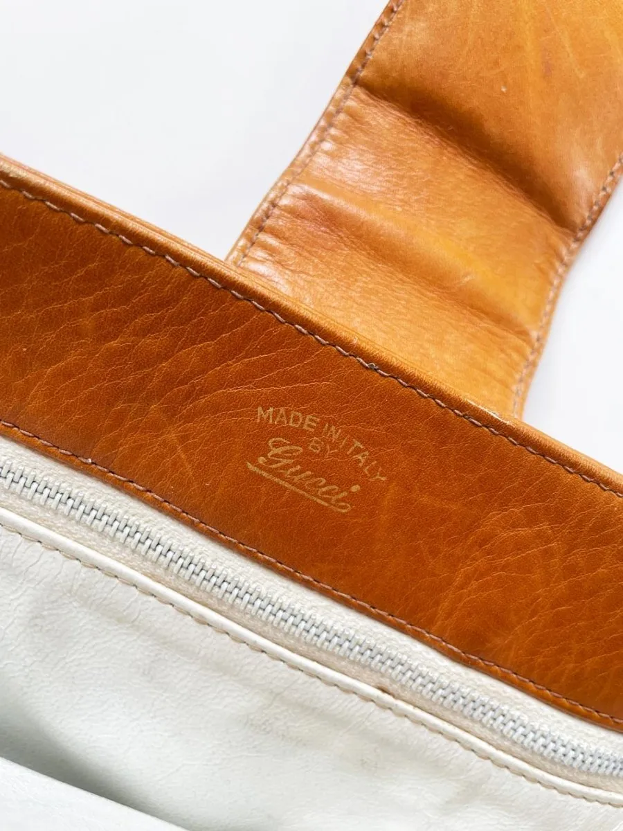 vintage gucci leather two-tone bucket bag | gold-tone hardware sold by Good Market Thrift Store product image thumbnail 2