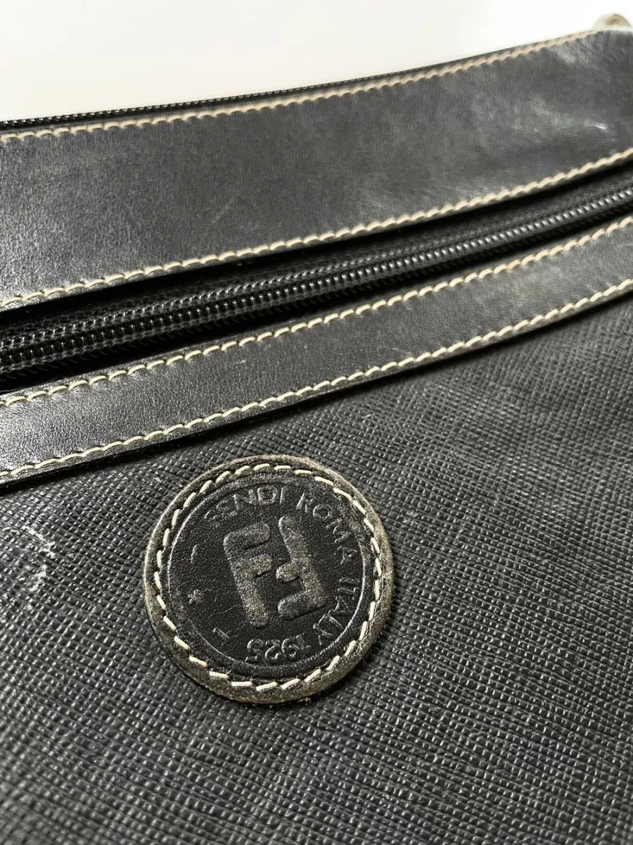 vintage fendi canvas clutch / toiletries bag | leather lining sold by Good Market Thrift Store product image thumbnail 4