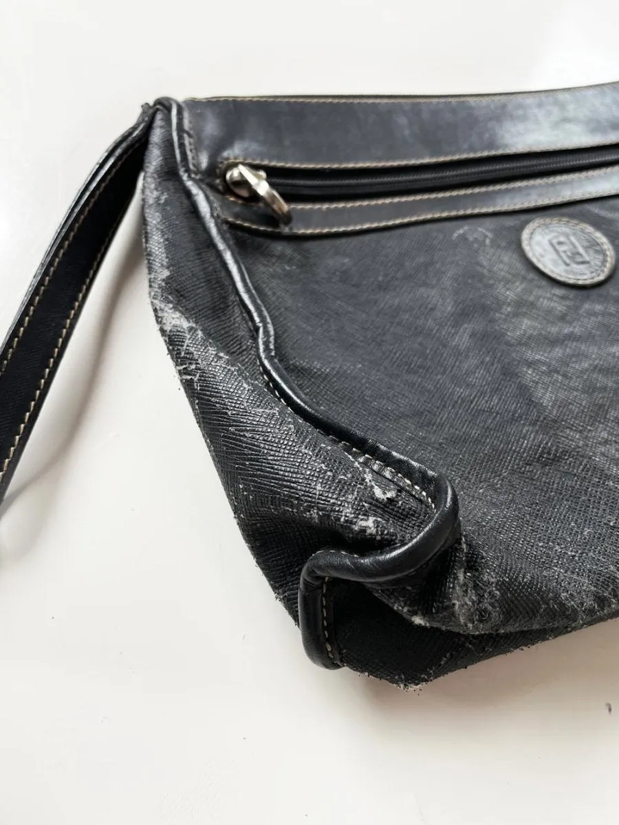 vintage fendi canvas clutch / toiletries bag | leather lining sold by Good Market Thrift Store product image thumbnail 5