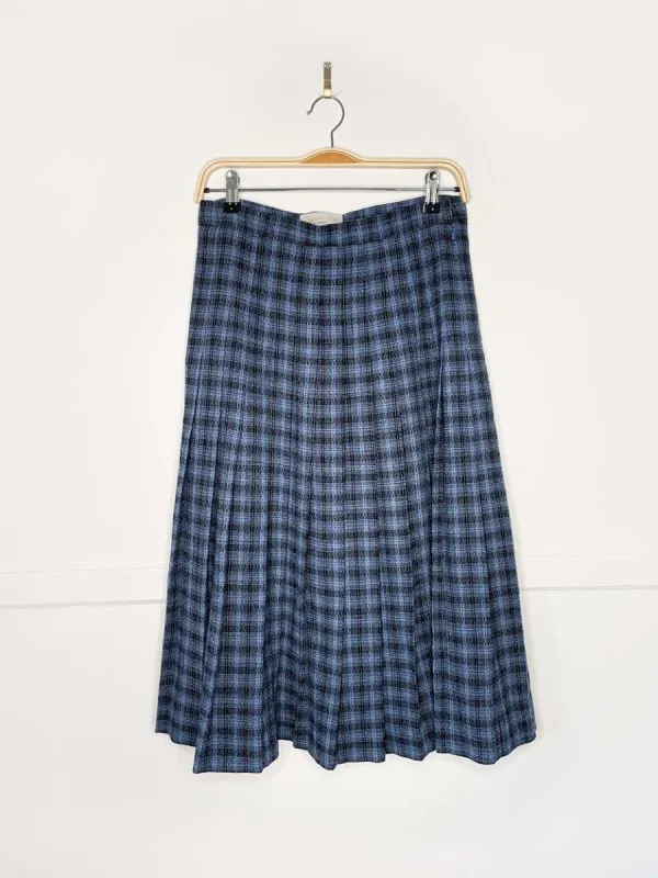 vintage aquascutum woven plaid pleated midi skirt sold by Good Market Thrift Store