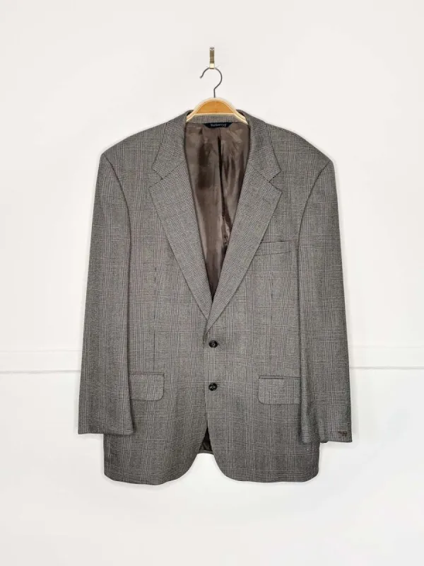 vintage burberrys 100% wool houndstooth plaid blazer | union made in USA sold by Good Market Thrift Store