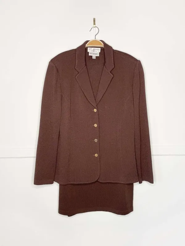 x2 vintage st. john wool-blend knit blazer + skirt set | made in USA sold by Good Market Thrift Store