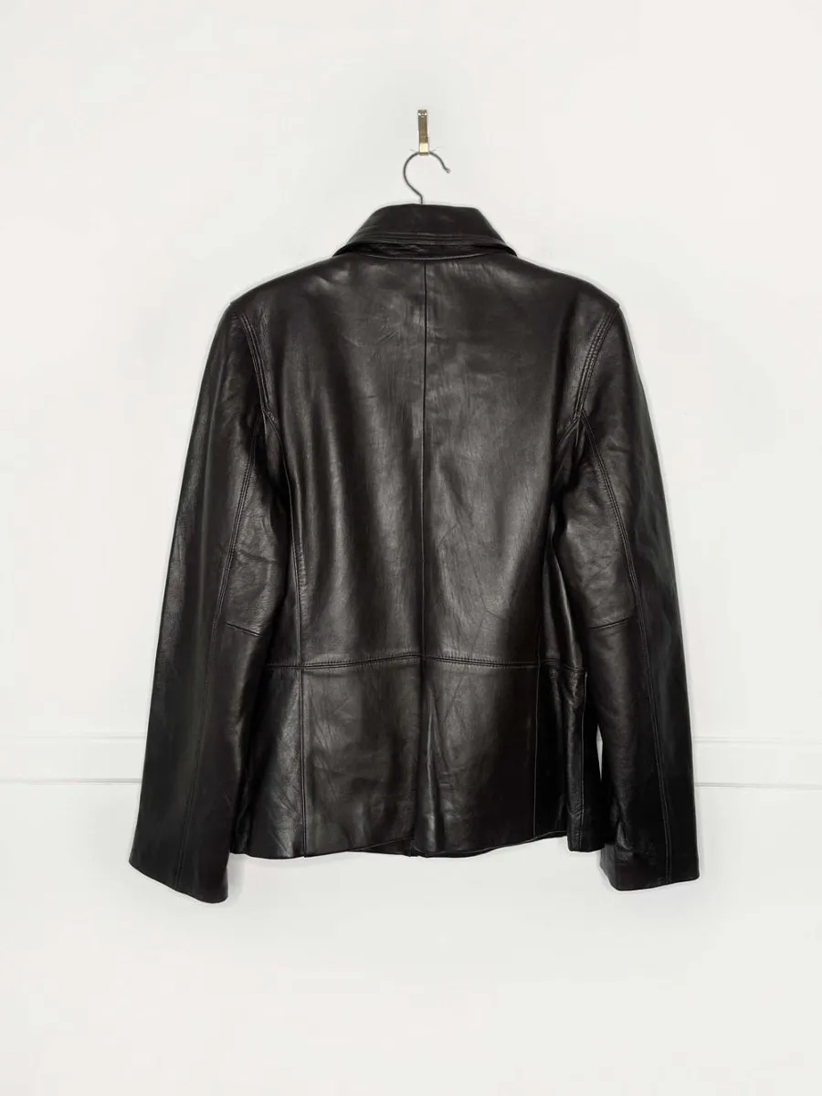 vintage 00s bill blass minimal zip leather jacket | made in India sold by Good Market Thrift Store product image thumbnail 4