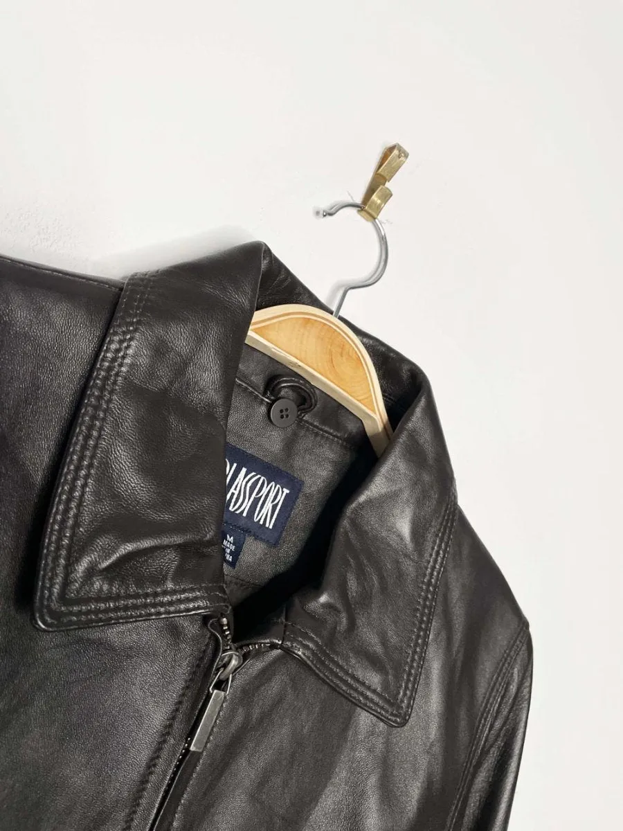 vintage 00s bill blass minimal zip leather jacket | made in India sold by Good Market Thrift Store product image thumbnail 2