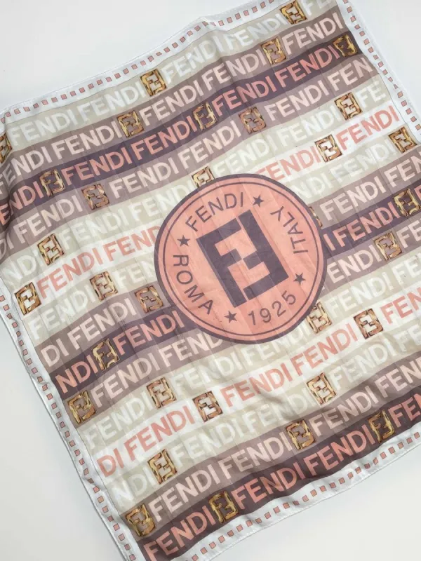 vintage fendi nameplate stripe logo silk scarf sold by Good Market Thrift Store