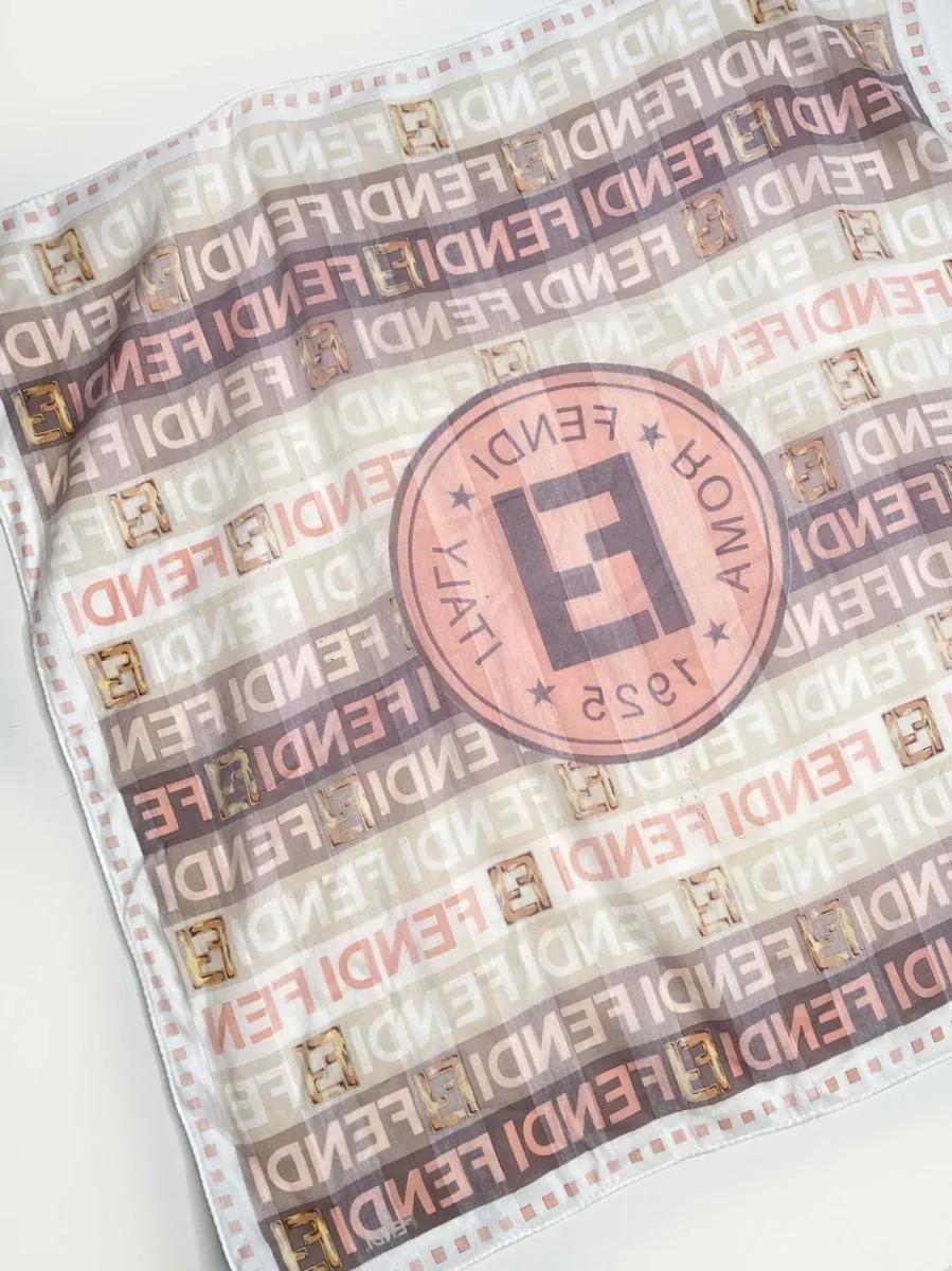 vintage fendi nameplate stripe logo silk scarf sold by Good Market Thrift Store product image thumbnail 5