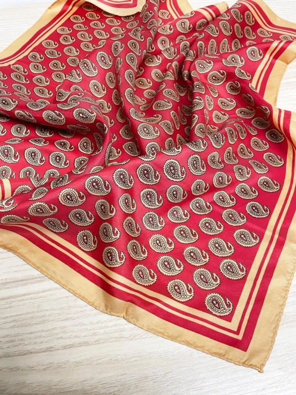 vintage retro paisley poly satin square scarf sold by Good Market Thrift Store