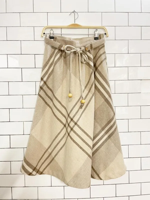 vintage 90s summit wool-blend tie belt midi skirt sold by Good Market Thrift Store