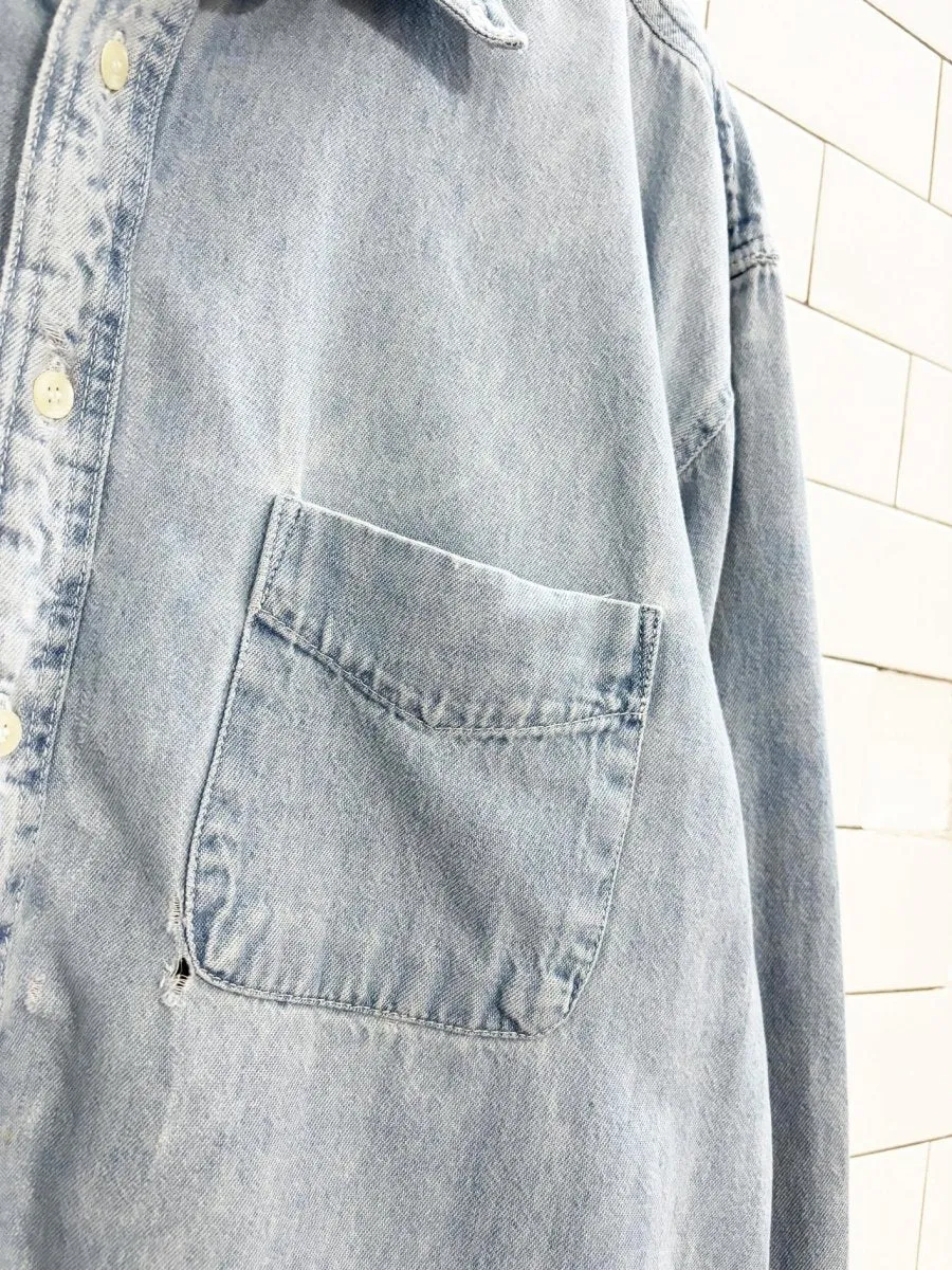 vintage 90s american eagle distressed denim shirt sold by Good Market Thrift Store product image thumbnail 4