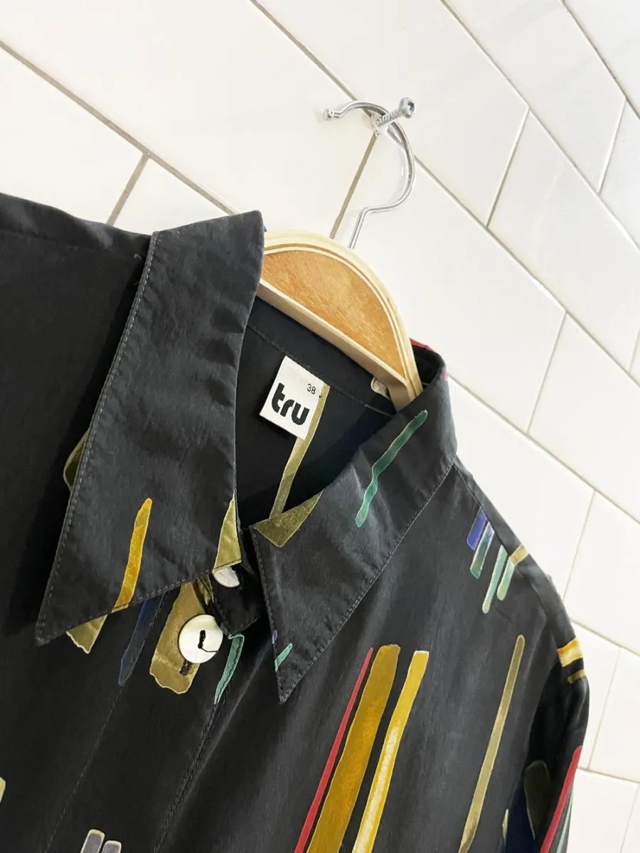 vintage tru abstract button down shirt | shell buttons sold by Good Market Thrift Store product image thumbnail 2