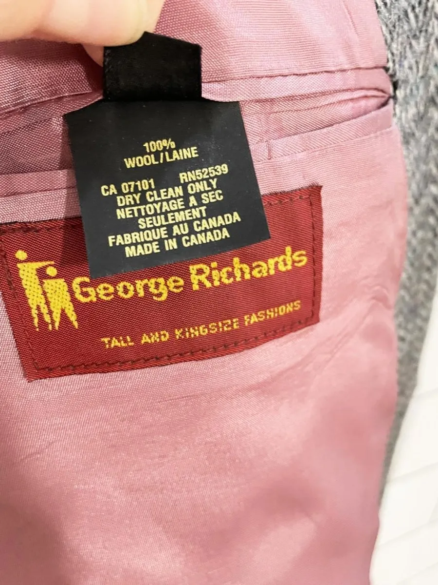 vintage 100% wool herringbone tweed menswear blazer | george richards sold by Good Market Thrift Store product image thumbnail 5