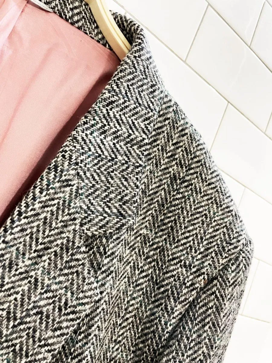 vintage 100% wool herringbone tweed menswear blazer | george richards sold by Good Market Thrift Store product image thumbnail 2