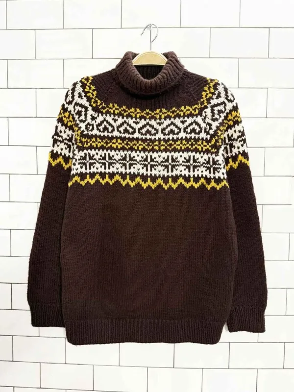 vintage ski chalet fair isle knit turtleneck sold by Good Market Thrift Store