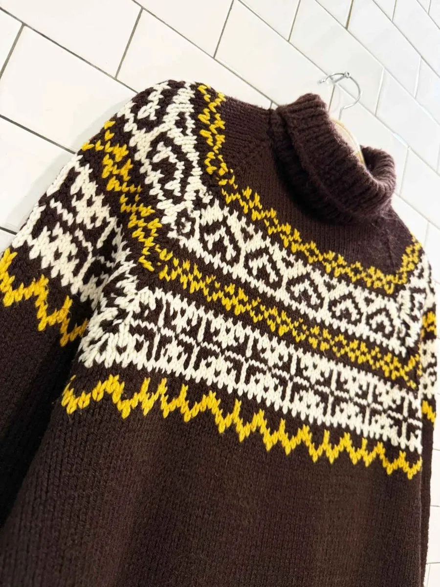vintage ski chalet fair isle knit turtleneck sold by Good Market Thrift Store product image thumbnail 2