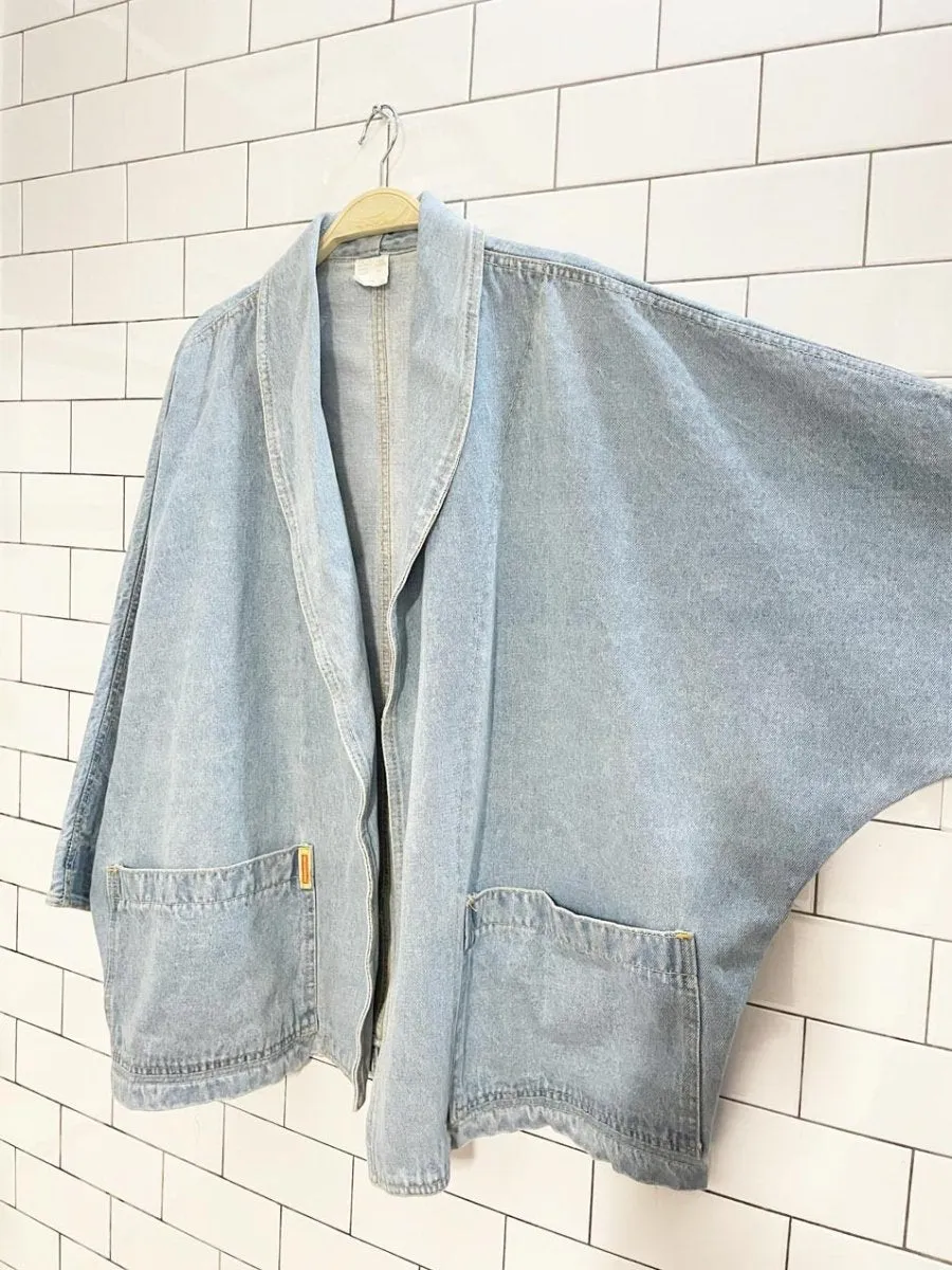 vintage hollywood denim open kimono-style jacket sold by Good Market Thrift Store product image thumbnail 3