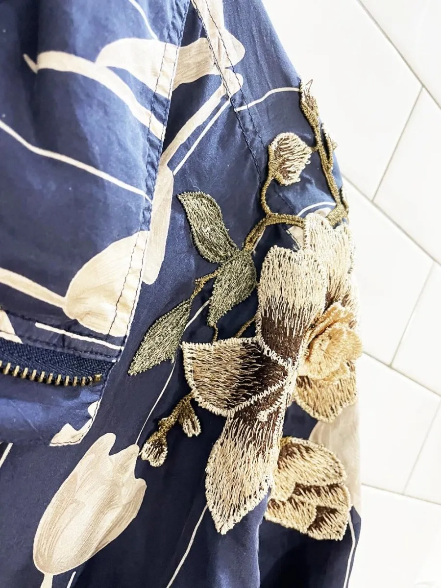 rework x coaco 100% silk floral bomber jacket w flower patch sold by Good Market Thrift Store product image thumbnail 3