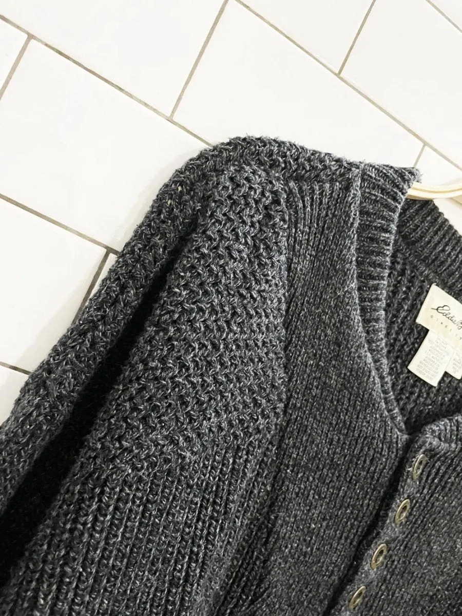 vintage 90s eddie bauer loose knit henley sweater sold by Good Market Thrift Store product image thumbnail 2