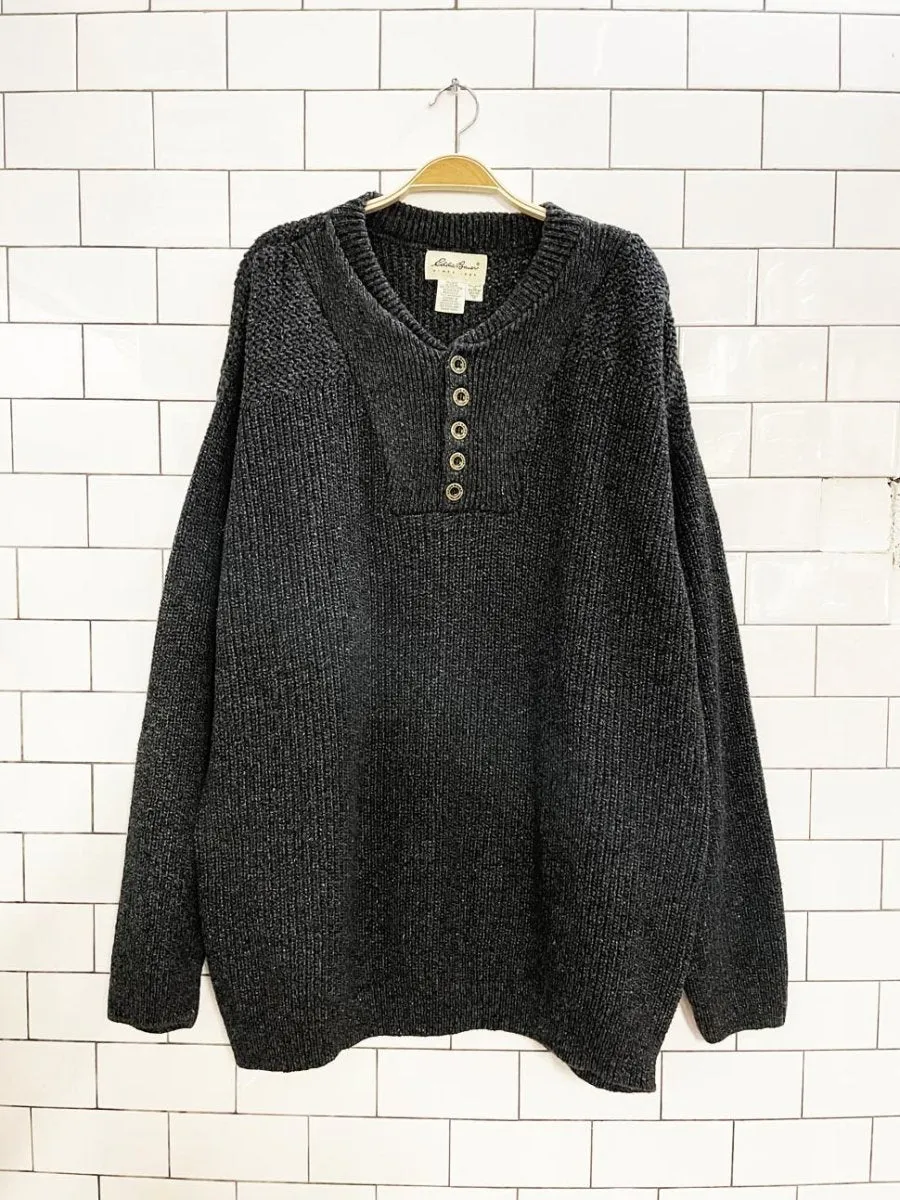 vintage 90s eddie bauer loose knit henley sweater sold by Good Market Thrift Store