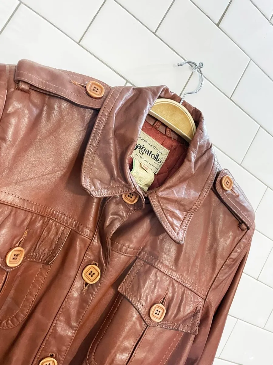 vintage bagatelle utility belted leather trench coat | magaret godfrew sold by Good Market Thrift Store product image thumbnail 2