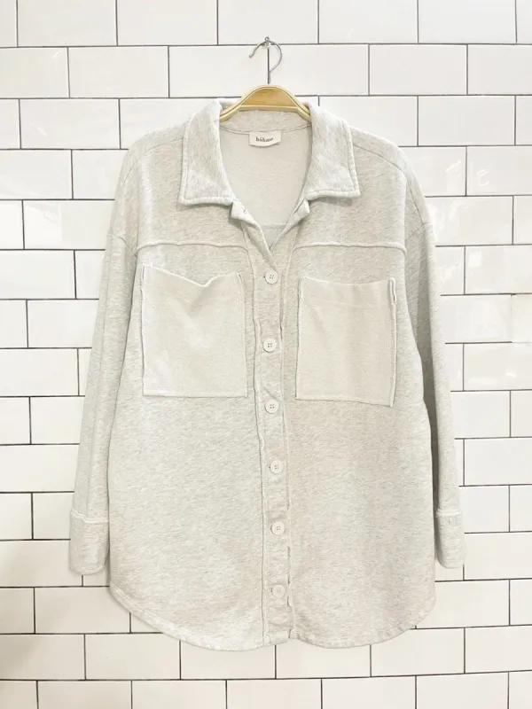 böhme raw edge sweatshirt shirt jacket sold by Good Market Thrift Store