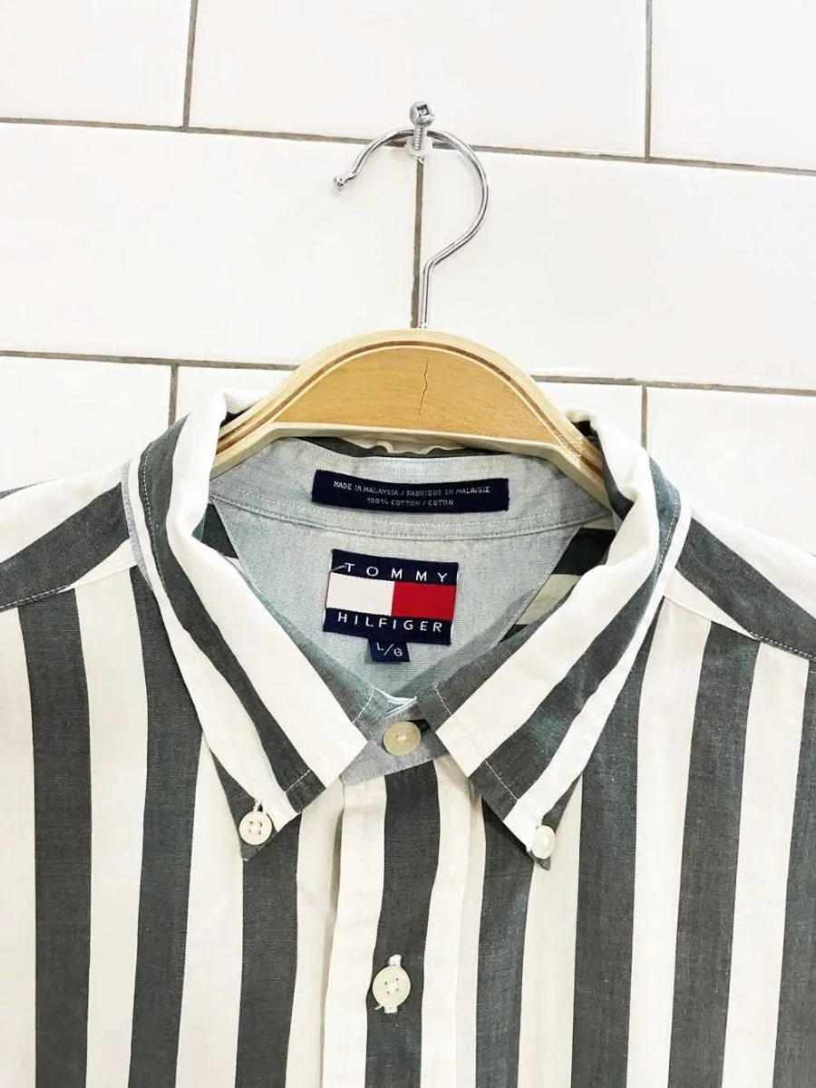 vintage 90s tommy hilfiger crest pocket striped shirt sold by Good Market Thrift Store product image thumbnail 3