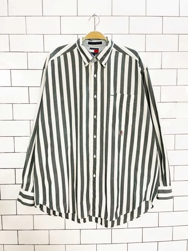 vintage 90s tommy hilfiger crest pocket striped shirt sold by Good Market Thrift Store