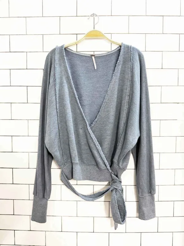free people hand loose wrap around sweatshirt top sold by Good Market Thrift Store