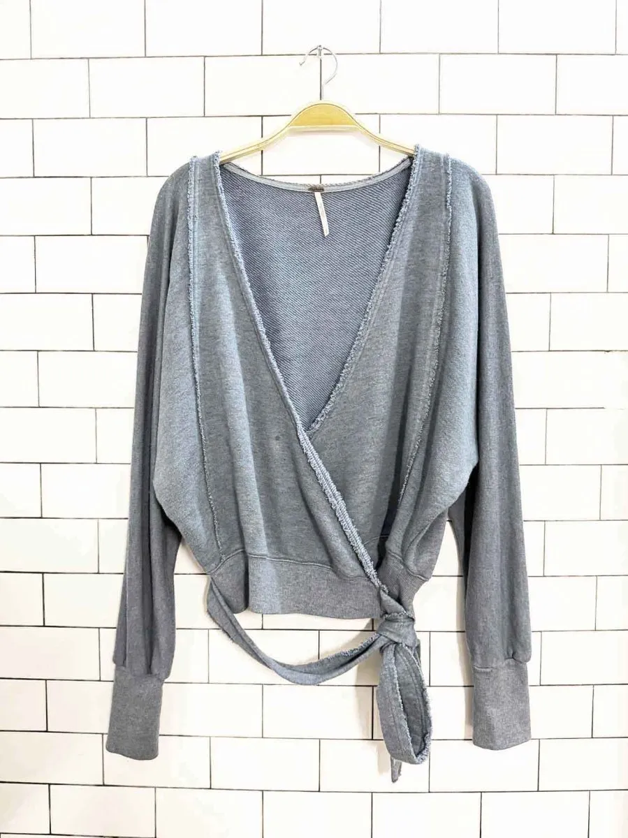 free people hand loose wrap around sweatshirt top sold by Good Market Thrift Store
