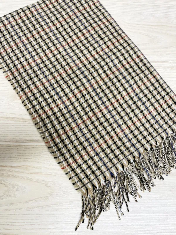 plaid neutrals xl fringe blanket scarf sold by Good Market Thrift Store