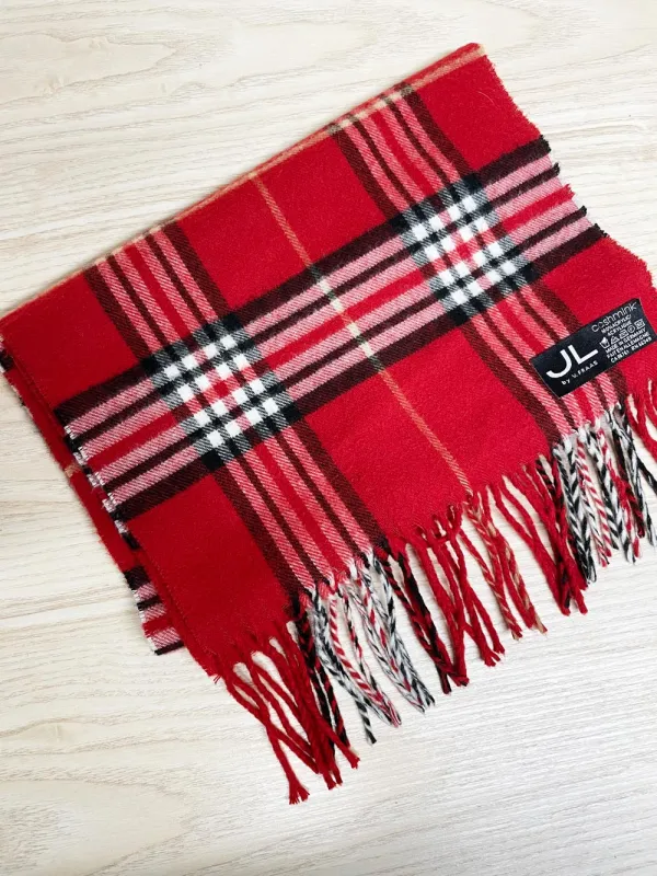 v.fraas cashmink plaid fringe scarf sold by Good Market Thrift Store