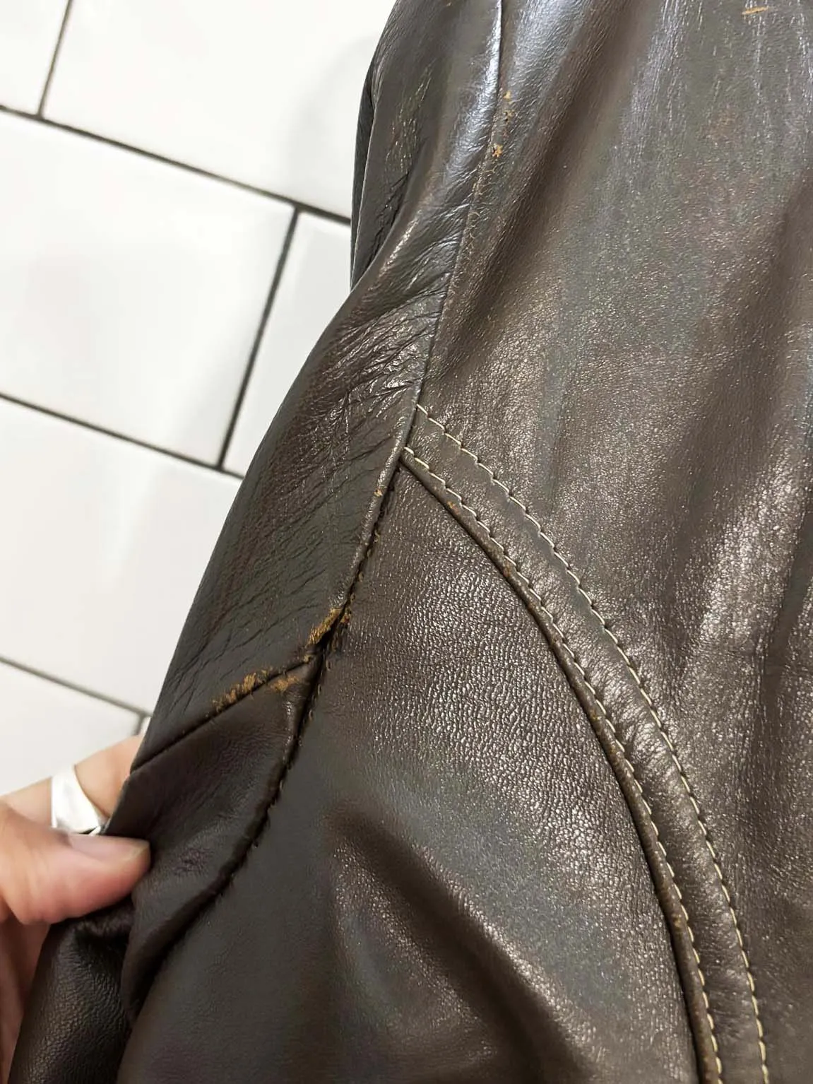 vintage 70s olympic leather western belted trench coat sold by Good Market Thrift Store product image thumbnail 5