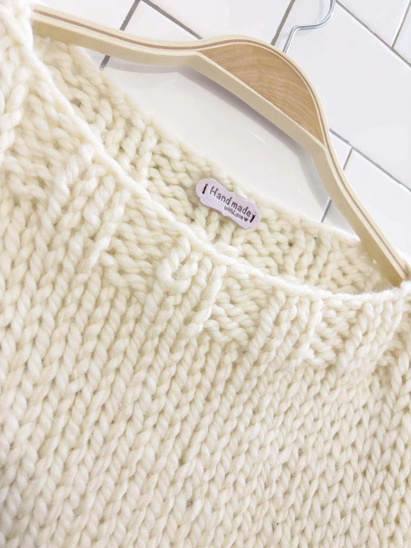 handmade with love wool-blend chunky knit sweater sold by Good Market Thrift Store product image thumbnail 3