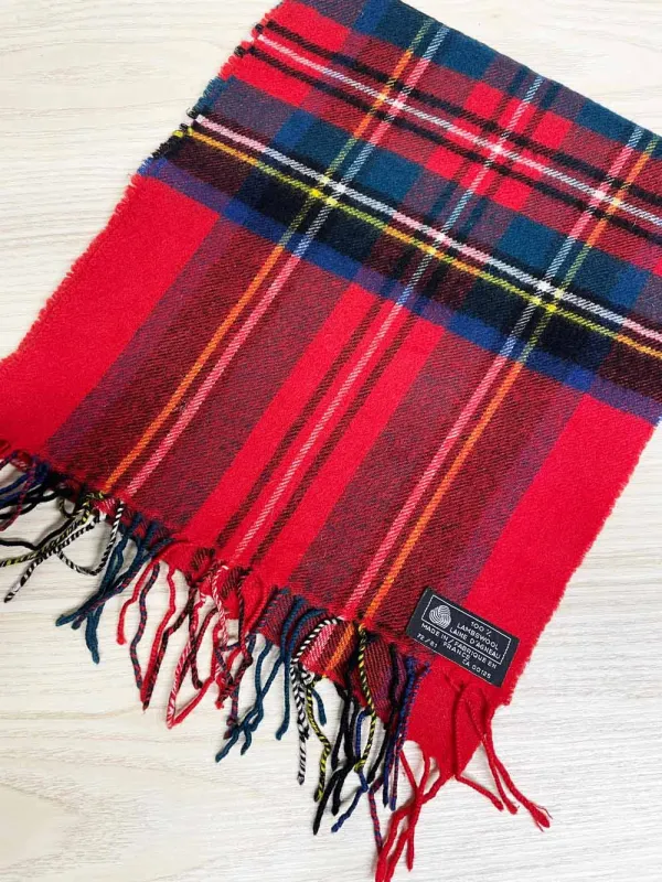vintage 100% lambswool tartan fringe scarf sold by Good Market Thrift Store