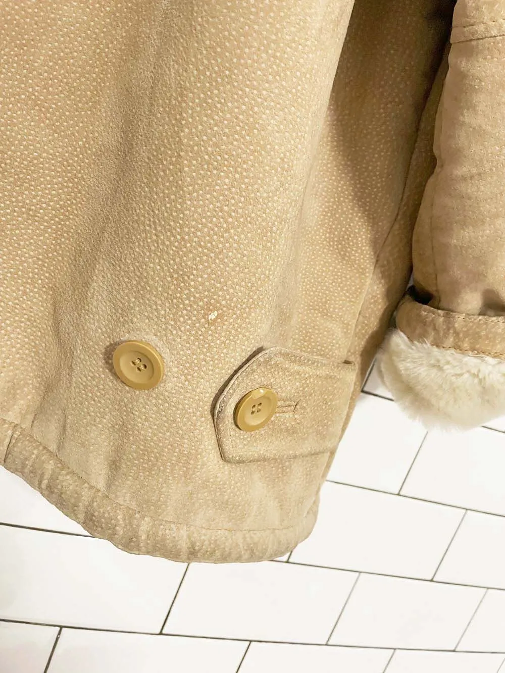 vintage 90s jones new york suede sherpa lined full zip coat sold by Good Market Thrift Store product image thumbnail 4