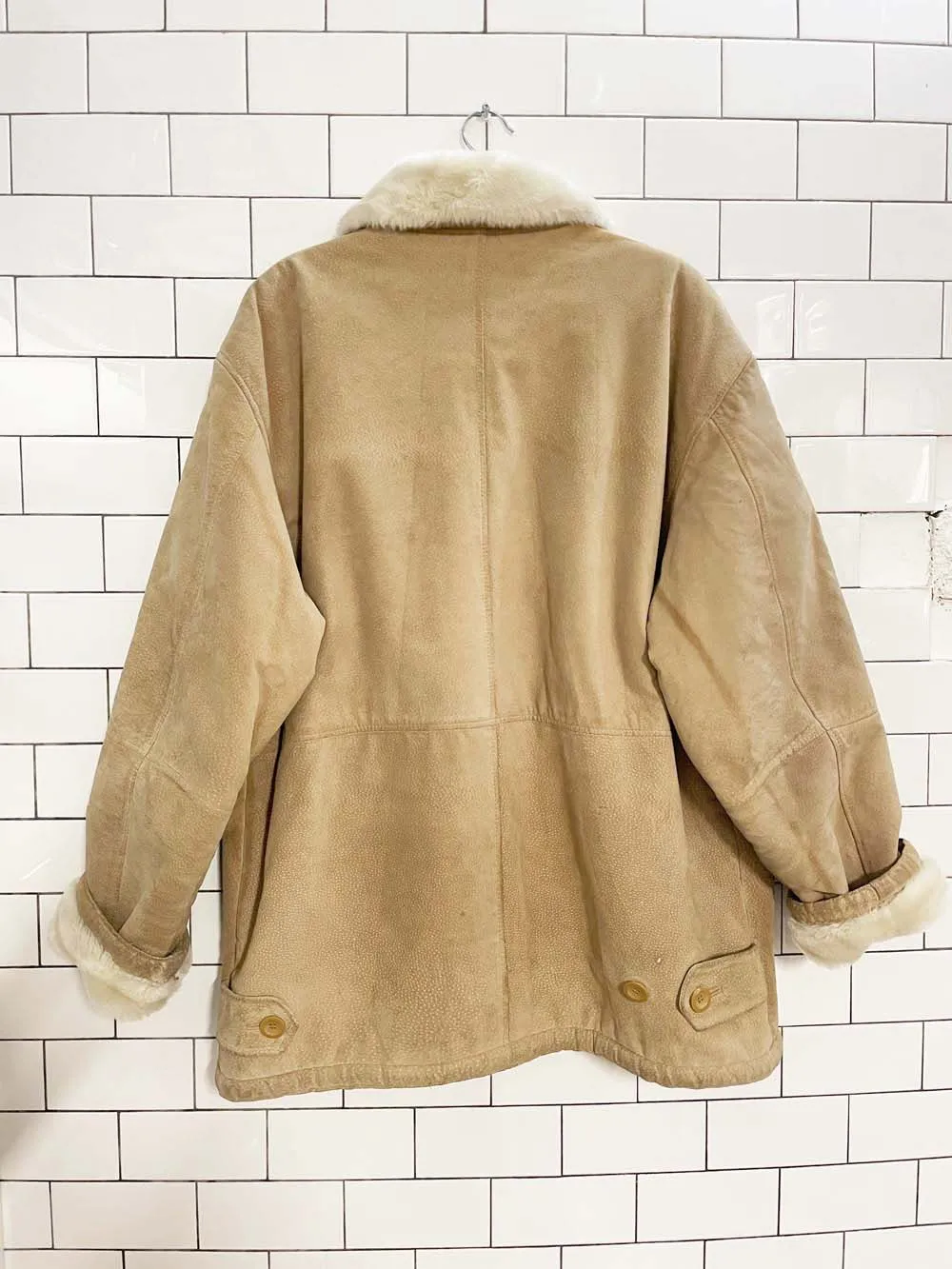 vintage 90s jones new york suede sherpa lined full zip coat sold by Good Market Thrift Store product image thumbnail 5