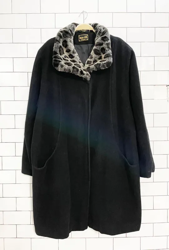vintage mona lisa faux fur collar wool-blend coat | fen-nelli sold by Good Market Thrift Store