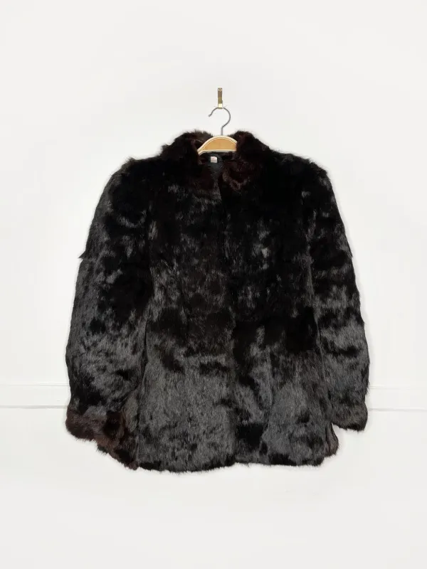 vintage black rabbit fur short coat sold by Good Market Thrift Store