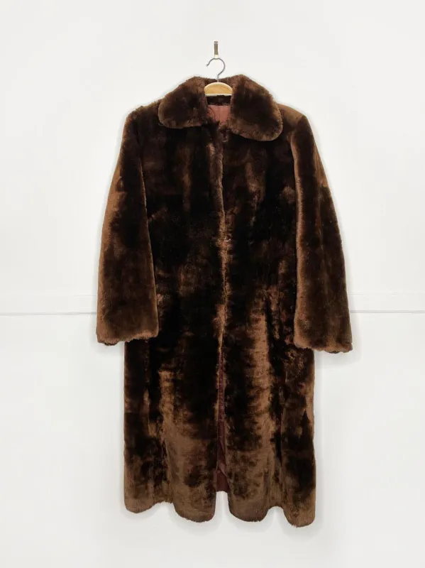 vintage shearling heavy long teddy coat sold by Good Market Thrift Store