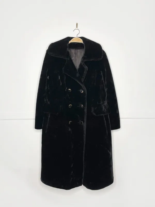 vintage 70s borgazia faux fur double breasted long teddy coat sold by Good Market Thrift Store