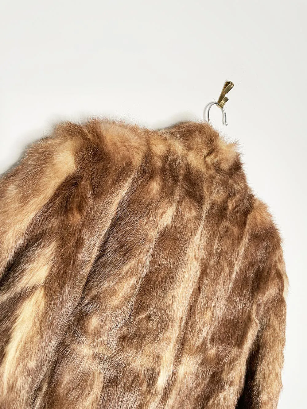 vintage 60s robinson's mink long coat with drawstring leather waist sold by Good Market Thrift Store product image thumbnail 4