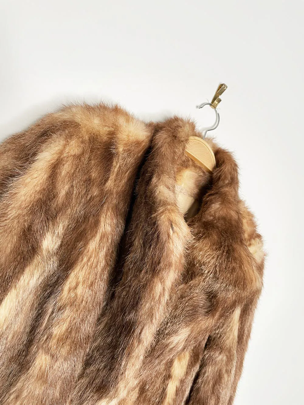 vintage 60s robinson's mink long coat with drawstring leather waist sold by Good Market Thrift Store product image thumbnail 3