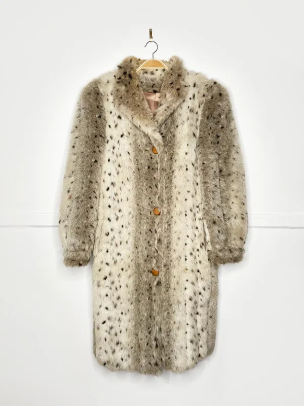 vintage sears tradition snow leopard faux fur long coat sold by Good Market Thrift Store