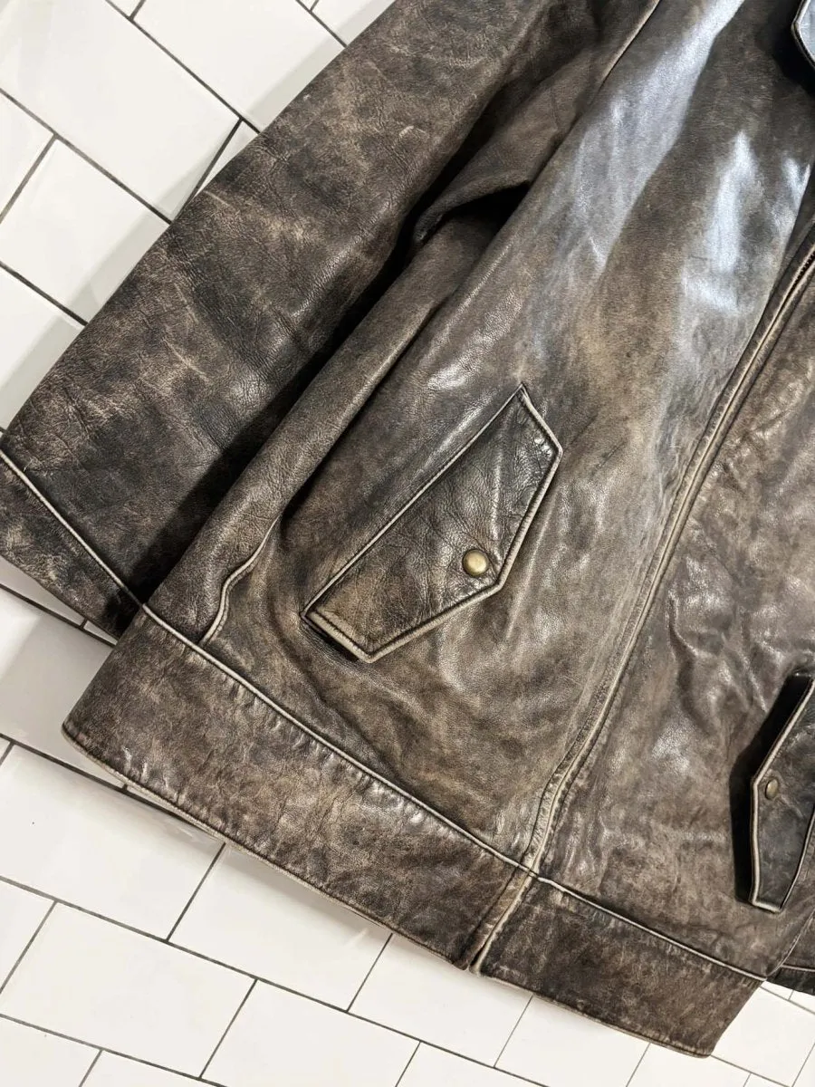 vintage 90s gap leather sherpa lined bomber jacket sold by Good Market Thrift Store product image thumbnail 4