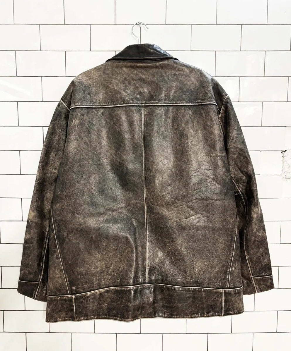 vintage 90s gap leather sherpa lined bomber jacket sold by Good Market Thrift Store product image thumbnail 5