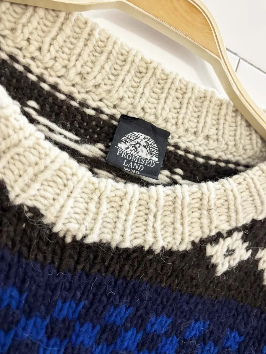vintage 90s promised land 100% wool chunky knit sweater sold by Good Market Thrift Store product image thumbnail 2