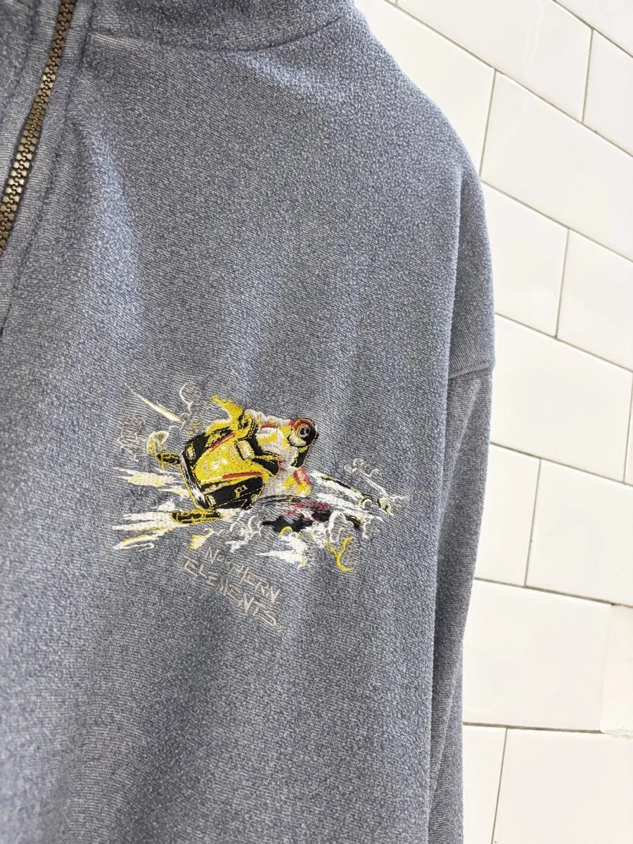 vintage 90s northern elements ski-doo embroidered quarter zip sweatshirt sold by Good Market Thrift Store product image thumbnail 2