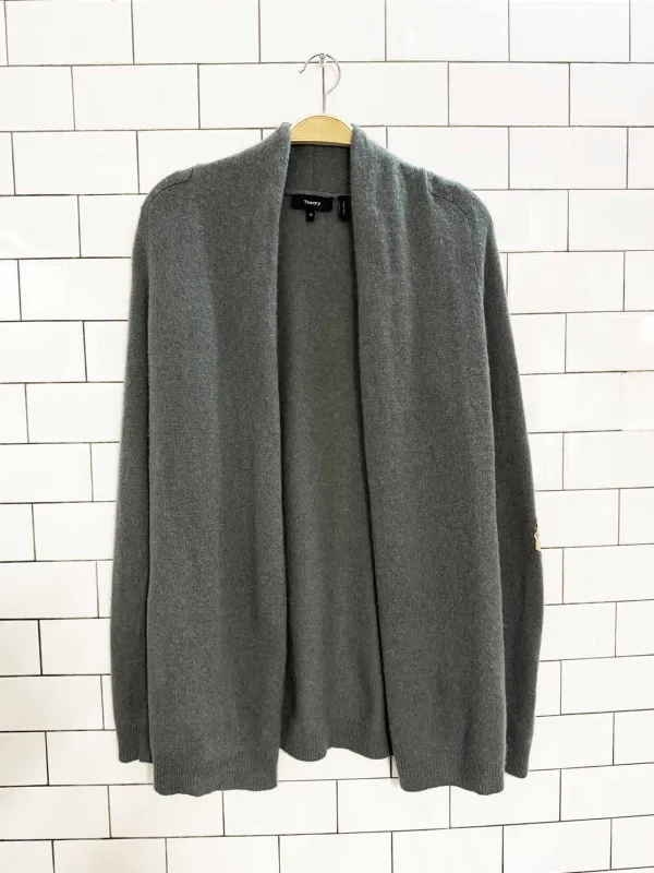 theory 100% cashmere floral embroidery open knit cardigan | rework sold by Good Market Thrift Store