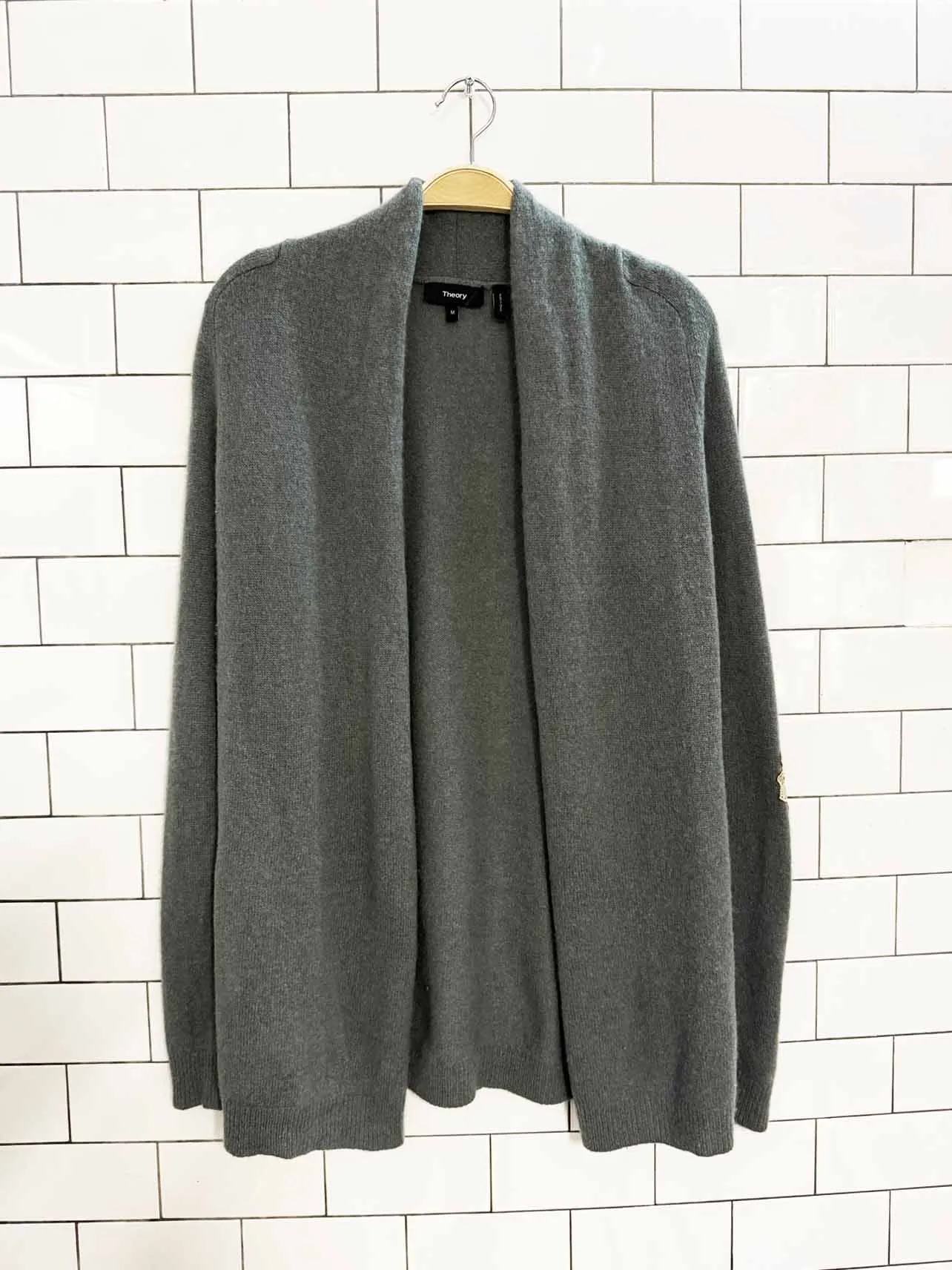 theory 100% cashmere floral embroidery open knit cardigan | rework sold by Good Market Thrift Store